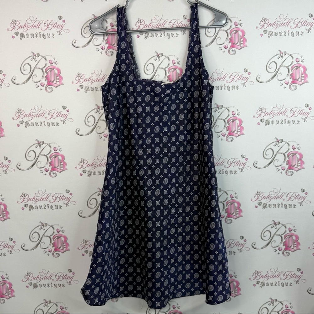 Versailles dress paisley circles dots Elegant Navy Patterned Midi Dress vintage